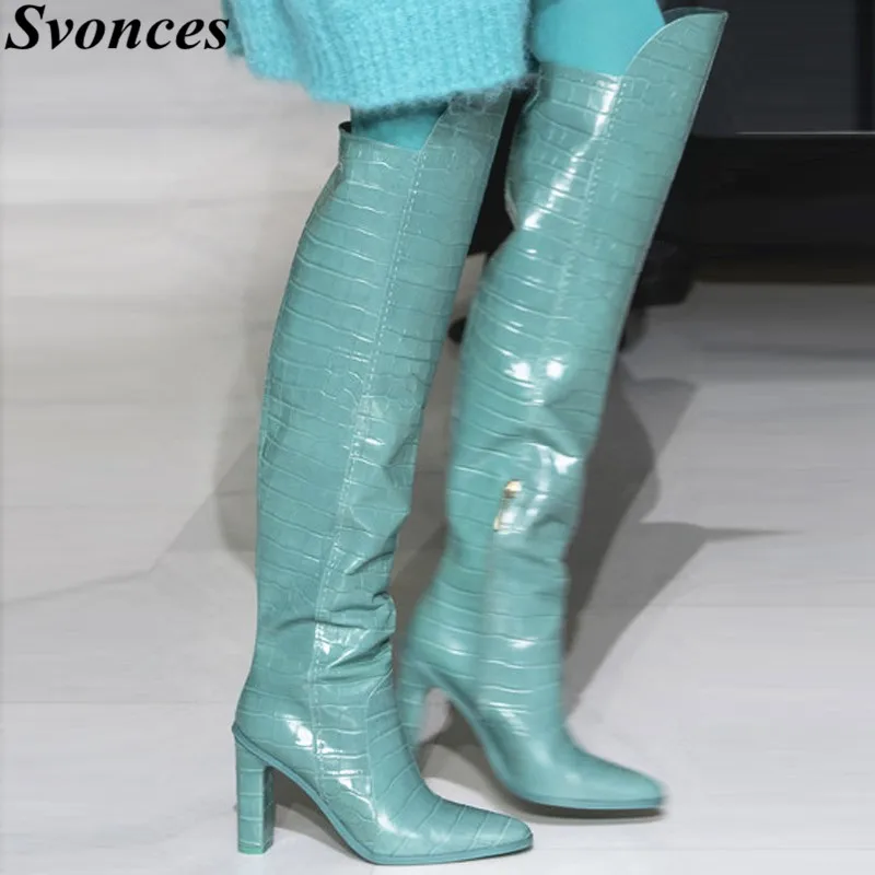 teal over the knee boots