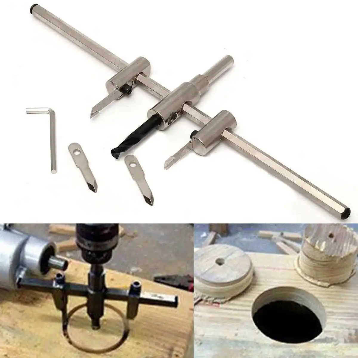DWZ 30-300mm Adjustable Metal Wood Circle Hole Saw Drill Bit Cutter Kit DIY Tool New