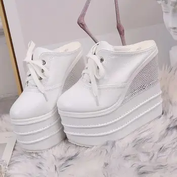 

Ultra High-heeled Wedge Heel Women's Loafers Thick Bottom Platform Women's Slip-ons Shoes Pu High Heel Slip On Shoes For Women