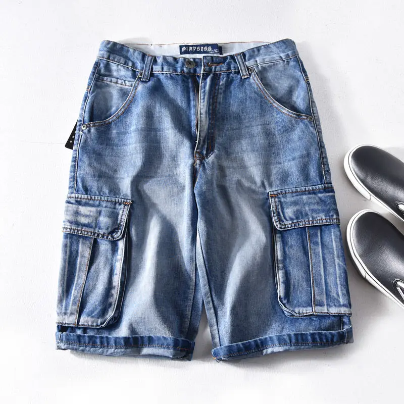 mens faded jean shorts