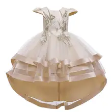 Элегантное нарядное платье с жемчугом для девочек; платье принцессы для свадебной вечеринки; детская одежда с вышивкой и бисером; детское платье для церемоний