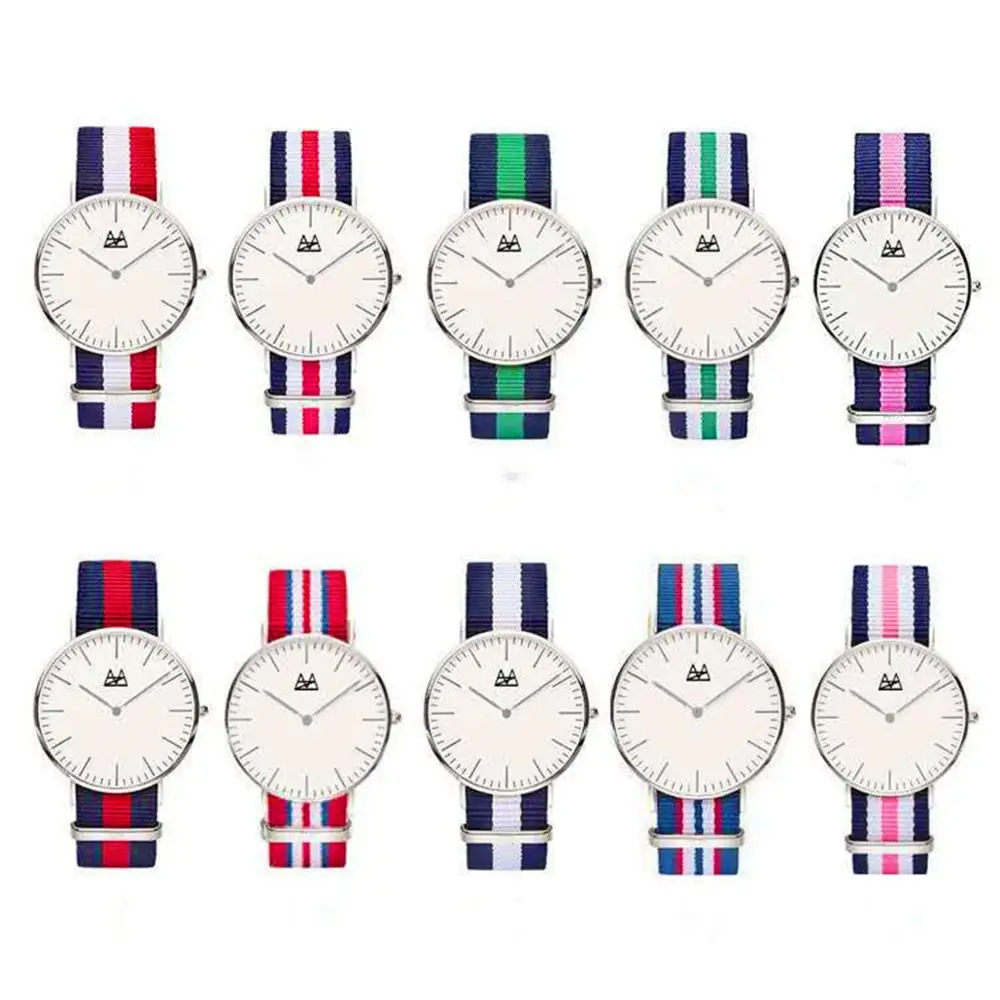 

18 Styles Ultra Slim Quartz Watch Simple Nylon Band Relogio Masculino Fashion woman men Wristwatches Geneva Ladies Quartz Watch