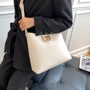 

Autumn And Winter Women's Bag New 2020 Fashion Solid Color Shoulder Bags Simple Large Capacity Bucket Package C251