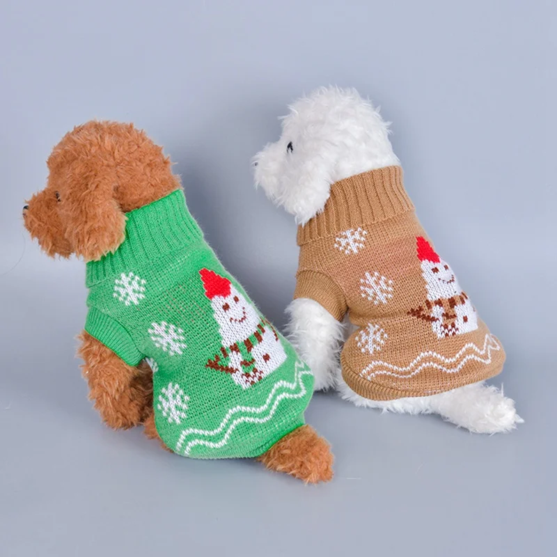 Для питомцев, зимний, теплый свитер, собака, Рождественская одежда для снеговиков, щенок, трикотаж, теплое пальто, одежда для маленьких средних собак