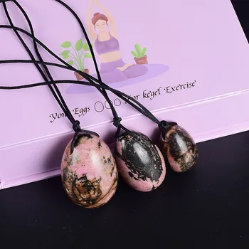 

Drilled Yoni Egg Natural Rhodonite Jade Eggs for Female Pelvic Floor Vaginal Muscle Exerciser Kegel Balls Health Care