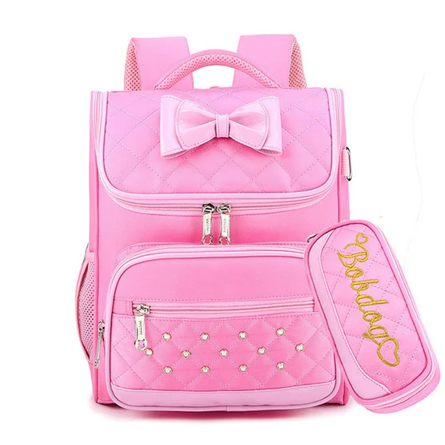 Small pink Милый Бант принцесса школьные рюкзаки для девочек Дети школьный ранец сумки для детского сада Mochila Escolar рюкзаки - Цвет: Small pink