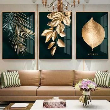 

Living room decoration painting green plant mural flower plant wall art picture poster prints canvas poster home deco