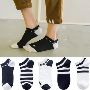 

5 Pairs Spring Summer Kawaii Woman Invisible Sockls Slippers Korean Black White Cartoon Funny Socks Women Popsocket 31306