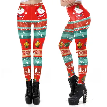 

Sports Exercise Tights Jogging Trousers Gym Slim Running Christmas Santa Claus Print Tighten High Waist Pencil Pants Trousers