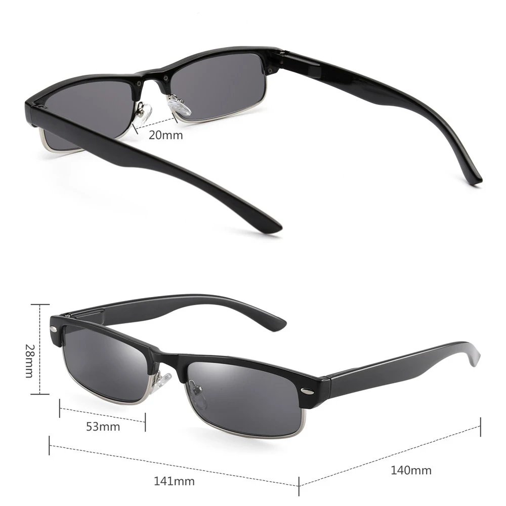 JM Semi Rimless Sunglasses Readers Spring Hinge Sun Reading Glasses for Men Women