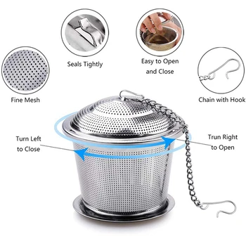 

Tea Ball Infuser, 3 Pack 18/8 Stainless Steel Extra Fine Mesh Tea Strainers and Cooking Infuser, with 3 Drip Trays, Extended Cha