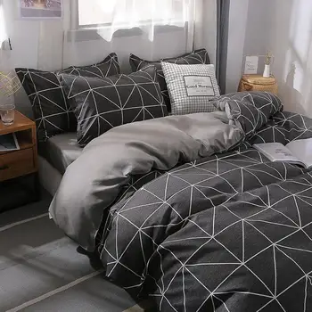 

45 Classic Queen bedding set 5 size bed linen 4pcs set duvet cover set Pastoral bed sheet AB side duvet cover black