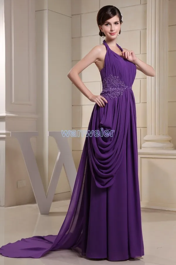vestidos de novia Модное Длинное фиолетовое платье с бретельками и вышивкой по индивидуальному заказу размер/цвет шифоновое платье для подружки невесты