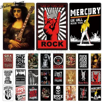 

Rock & Roll Metal Sign Tin Sign Plaque Metal Vintage Rock Metal Poster Retro Wall Decor for Bar Pub Club Man Cave