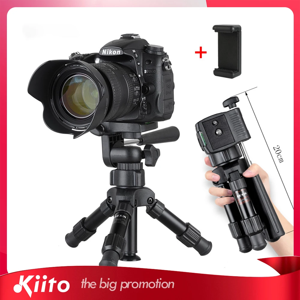 

KIITO W15Lightweight tabletop camera tripod phone stand holder portable Desktop Compact pocket mini tripod for Phone dslr camera