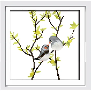 

Birds on the branches Chinese cross stitch kits Ecological cotton stamped printed 14CT 11CT DIY gift wedding decoration for home