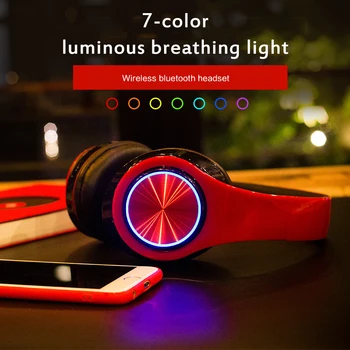 

Bluetooth Headphones Wireless Portable Folding Support TF Card Built-in FM Mp3 Player With LED Colorful Breathing Lights