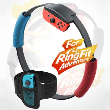 

ALLOYSEED Leg Fixing Strap Sport Band+Non-Slip Ring-Con Grips protect the controller Adjustable leg strap Fit for Nintend Switch