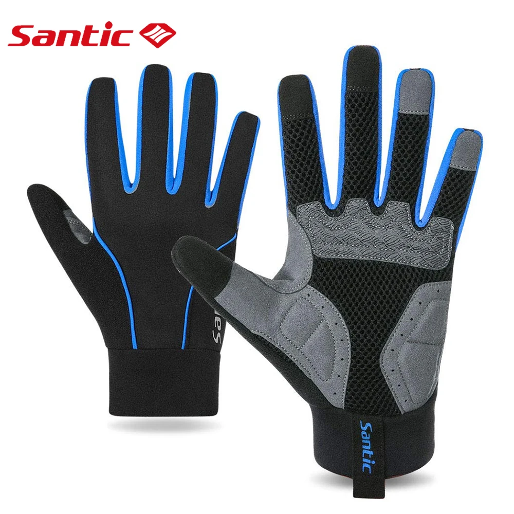 

Santic Cycling Gloves Winter Windproof Touchscreen Bike Bicycle Long Finger Gel Pads for Women and Men Winter MTB Sports Gloves