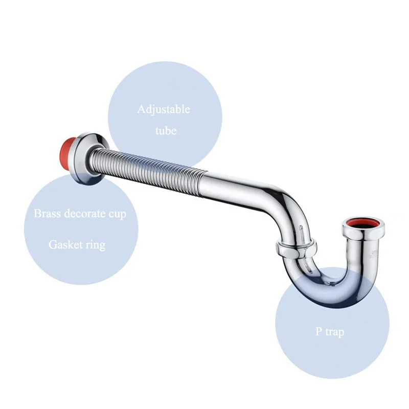Латунная сифонная сливная труба бутылочка для слива P Ловушка регулируемая