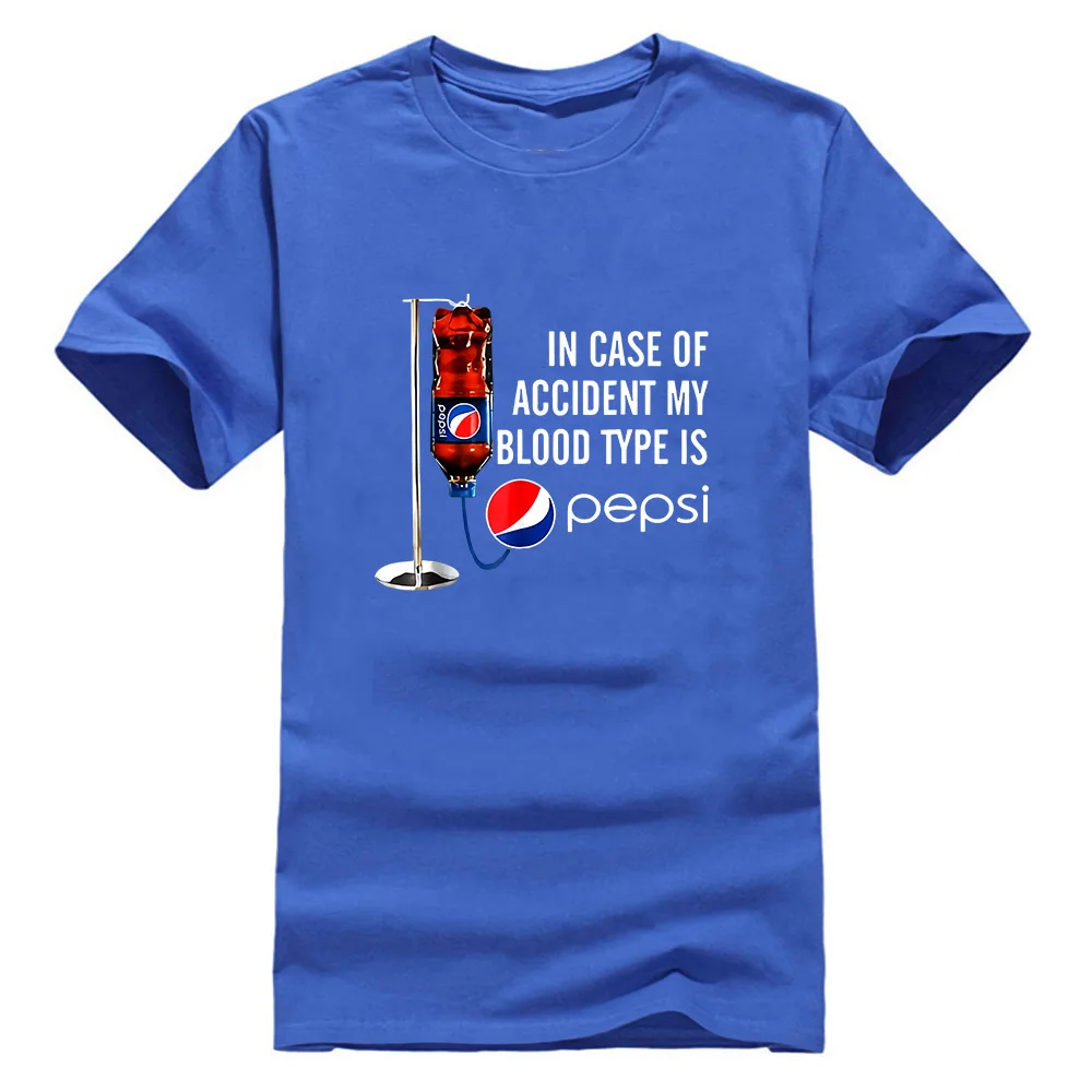 Синий Черный чехол с надписью «My Blood type Is Pepsi», футболка в стиле Харадзюку С S-3Xl - Цвет: Синий