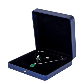 

Five-color Optional Pu Leather Glossy Jewelry Ring Bracelet Necklace Earrings Packaging Box Super Premium Retro Blue New