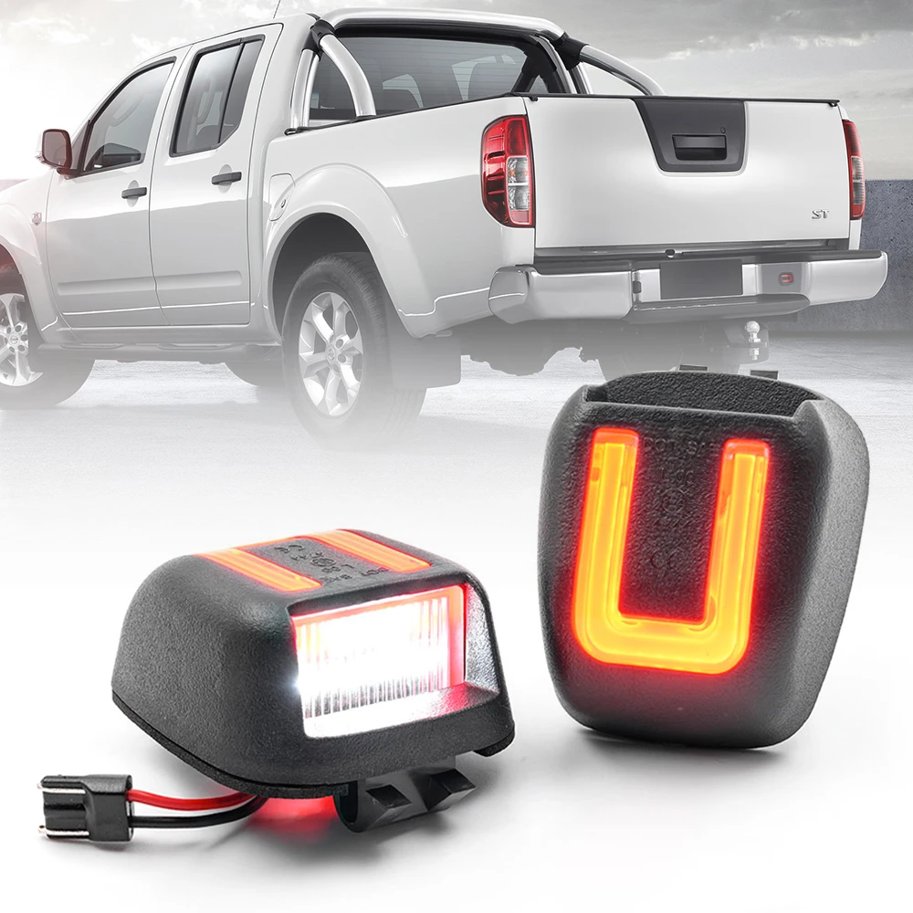 2pc White Red Oled License Number Plate Light For Nissan Navara D40