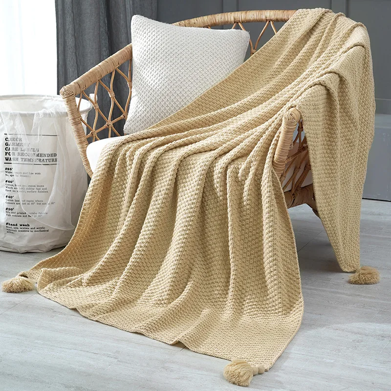 Простое воздухопроницаемое дорожное одеяло, вязаное одеяло для кровати, чехлы для дивана, домашний текстиль, одеяло, не скатывается, портативное - Цвет: Khaki