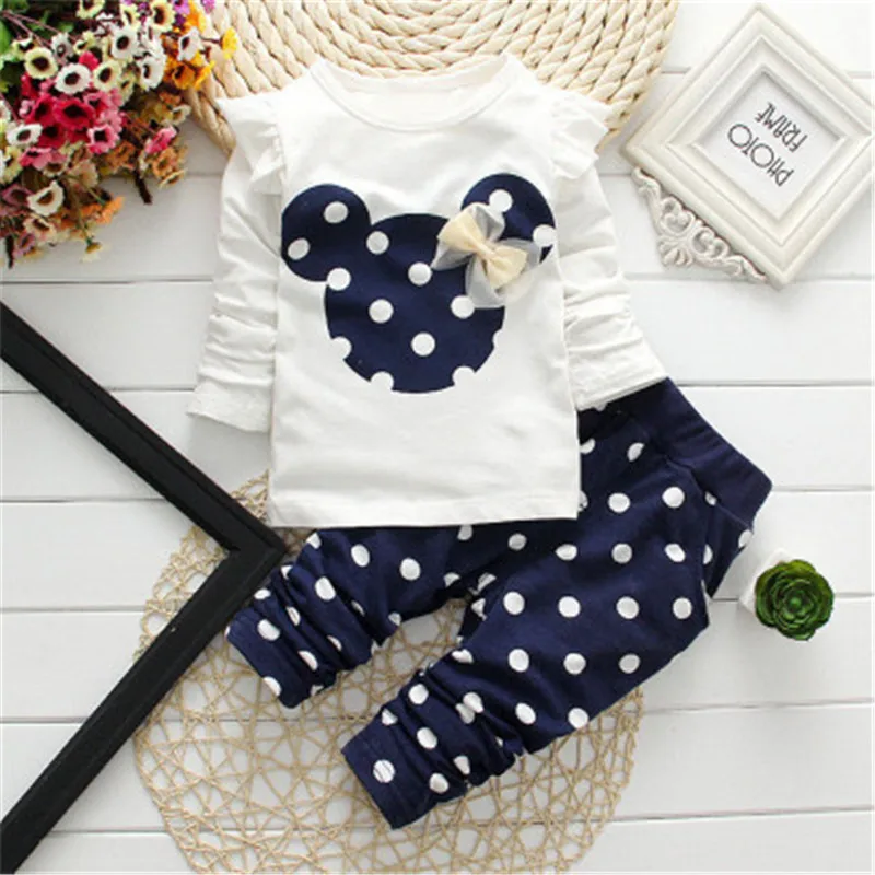 Girls Clothing Set Cotton Summer Long-sleeved Cartoon Animal Baby Suit