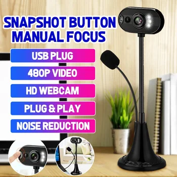

Computer HD Webcam USB 2.0 Video Webcam Night vision light Camera Built-in Microphone Video Teaching Live For PC/Laptop/Computer