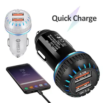 

For Mobile Phone Quick Charger QC 3.0 Dual Usb Car Charger Fast Charging Adapter Mini Usb Car Charger LED-Double