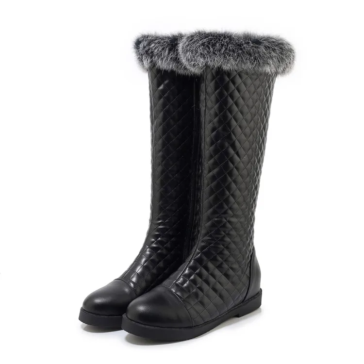 Top Quality 32~43 Fashion Winter Boots Women Plus Size Designer Snow Boots Luxury Knee Platform Heels Shoes Warm Fur Boot - Цвет: Black