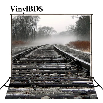 

VinylBDS Children Baby Background Forest Fog Withered Tree Photography Newborn Outdoor Rail Newborn Photo Studio Backdrop