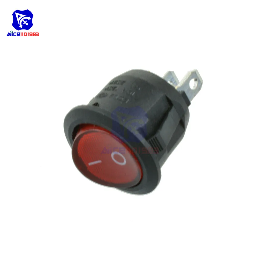 2Pcs Mini 3 Pin Round Red SPDT ON-OFF Rocker Switch Snap-in NEW