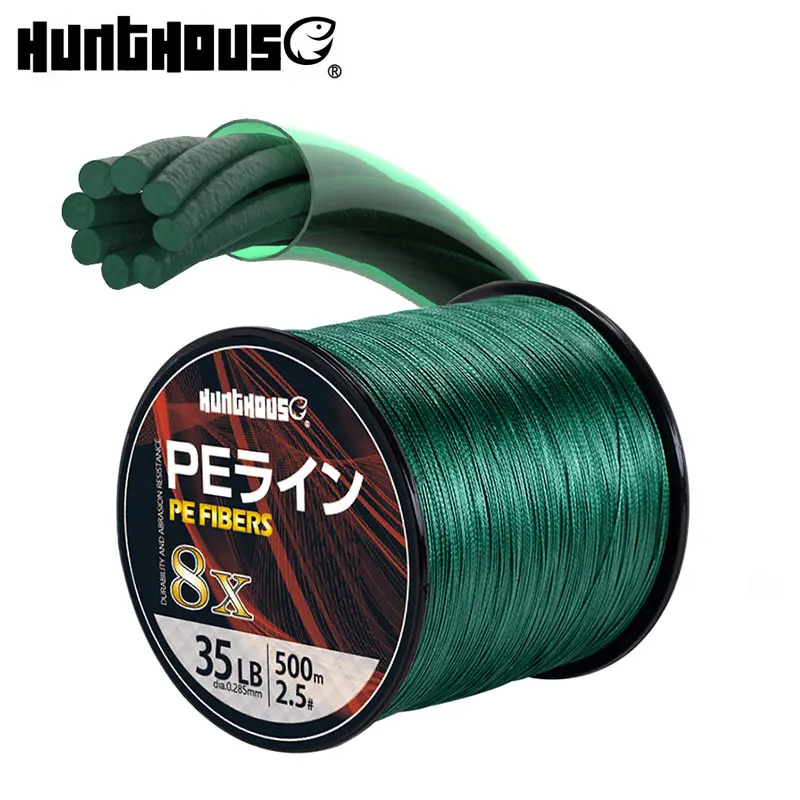 Hunthous braided line 8 strands cores pe fishing line multifilament wicker fishing cord string 300m 500m 1000m for bass