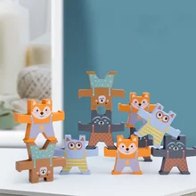

12Pcs Kid Cute Animal Wooden Building Blocks Stacking Game Interactive Puzzle Toy Kids Educational Toys for Children Gifts