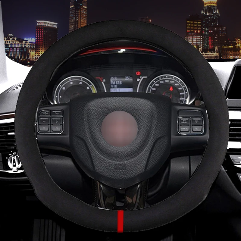 Carbon Fiber Leather Car Steering Wheel Cover For Fiat 500 500x Ducato