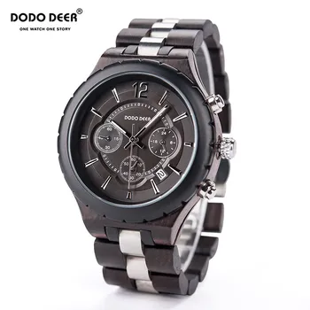 

Relojes De Hombre DODO DEER Men's Wood Watch Fashion Chronograph Calendar Waterproof Quartz Watch Christmas Gift