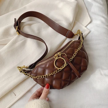 

PU Leather Waist Bags For Women 2020 Small Solid Color Shoulder Messenger Bag Lady Chest Crossbody Handbags Chain Bag