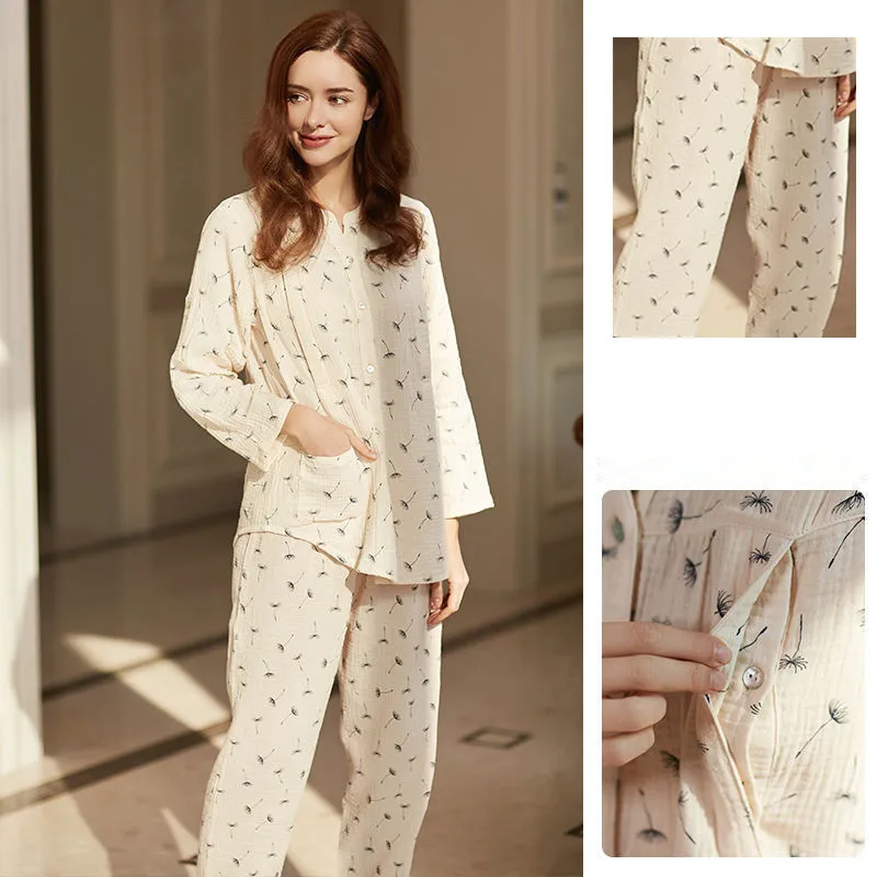 Fdfklak 2021 New Maternity Autumn Nursing Pajama Pregnancy Pijama Spring Autumn 100% Cotton Breast-Feeding Maternity Sleepwear new lace pijama dot print women s pajama sets v neck stretch satin sexy lingerie sleepwear pajamas home wear nightwear clothing