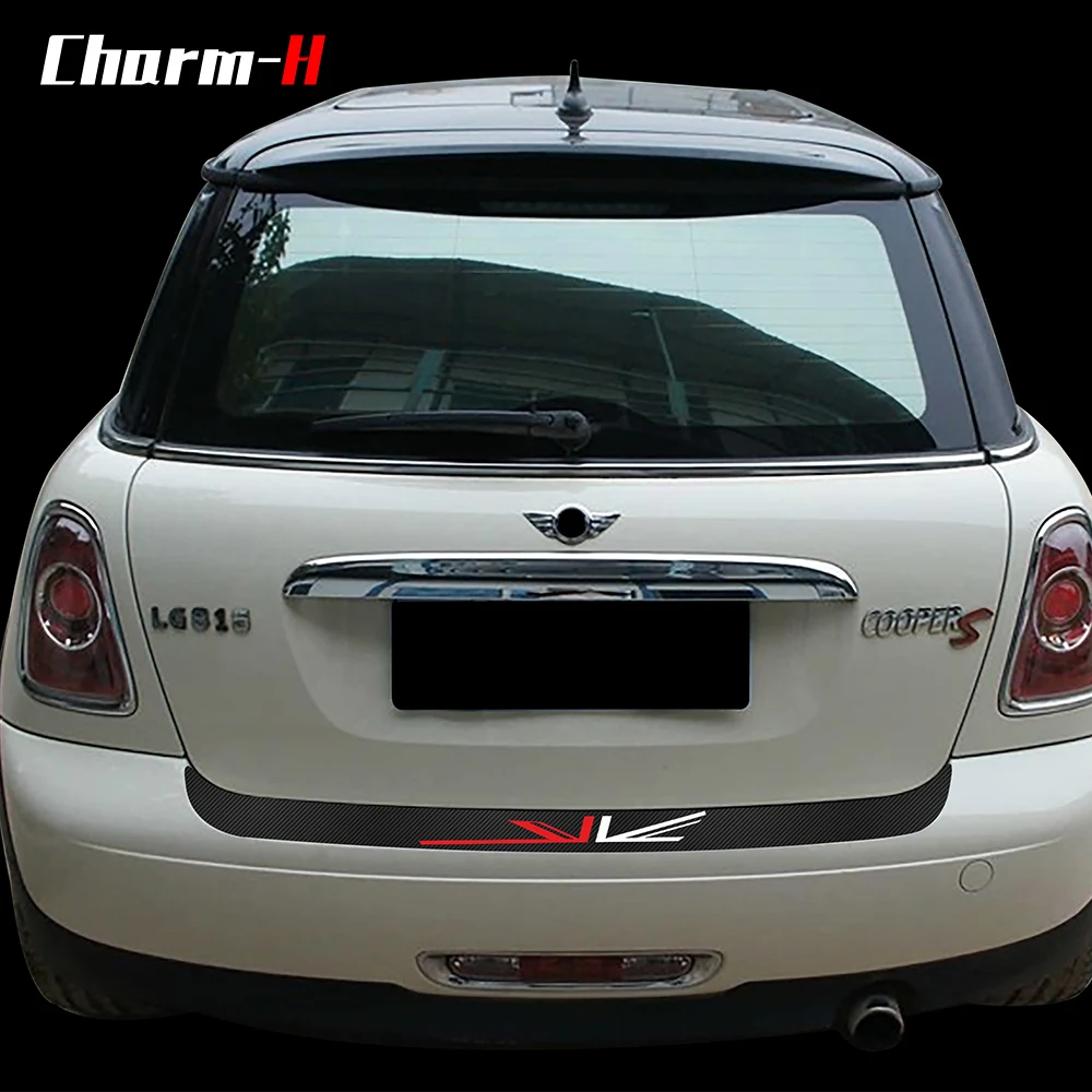 5D carbon fibre Vinyl Car rear bumper Trunk Protector guard Trim Decal stickers for MINI Cooper S JCW R56 Cabrio R57