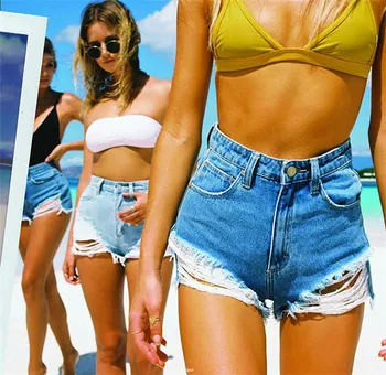

2020 Summer Mini Denim Shorts For Women Fashion High Waist Hole Distressed Tassel Short Jeans Mujer Skinny Sexy Ropa Hot Panties