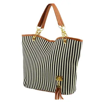 

Bags Handbag Fashion Striped Tote Bag Chain Shoulder Sexy Hobo