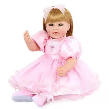 

Accompany Bebe 14'' Alive Reborn Baby Girl Doll Handmade Silicone Lifelike Gifts Kids Toys For Girls Toys For Children