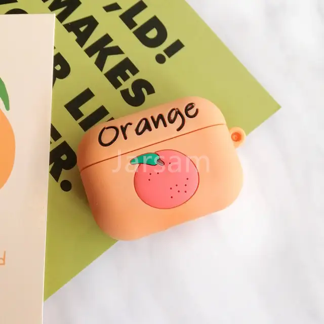 cute For airpods pro case Silicone Wireless Headphone Case Earphone For Airpods pro Case Cover accessories Protective Orange
