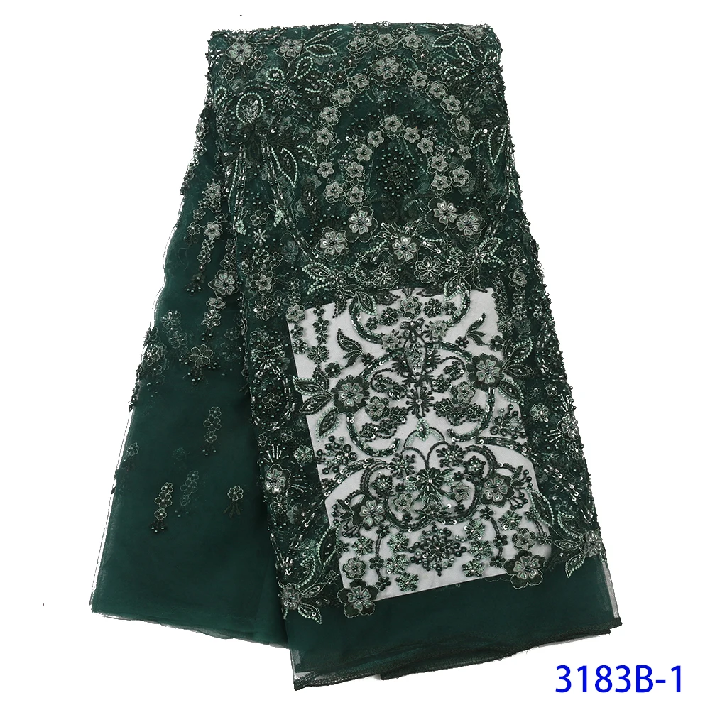African French Lace Fabric High Quality Tulle Net 5 Yards Embroidery Nigerian For Women LD3183B-1 | Дом и сад