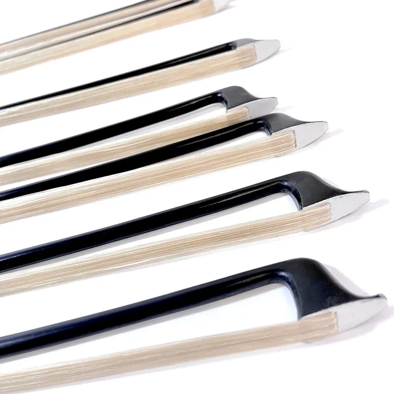 10pcs Strong Professional black Carbon fiber 4/4,3/4,1/2,1/4 violin bow Fiddle Bow,ebony frog,white horesehair horsetail