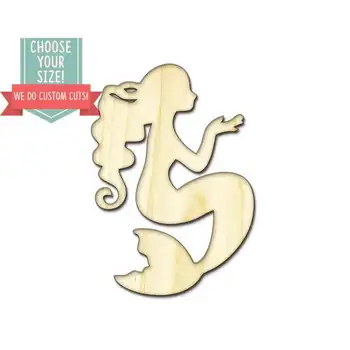 

Mermaid Wood Cut Out - Custom Choose Your Size - Laser Cut Wooden Art Craft Supplies Wall Hanging Decor Wedding Nursery DCS0170
