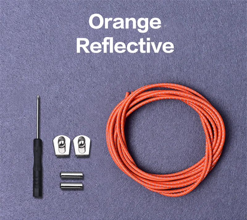 Orange Reflective 1 пара эластичных светоотражающих шнурков для обуви, шнурки с металлической пряжкой для детей и взрослых, быстро скользящие кроссовки, шнурки для обуви, шнурки для обуви - Цвет: Orange Reflective