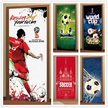 

2pcs 77*200cm Football sports socce World Cup with Glue Self Adhesive Wallpaper Wall Sticker Waterproof Wall Paper Door Sticker